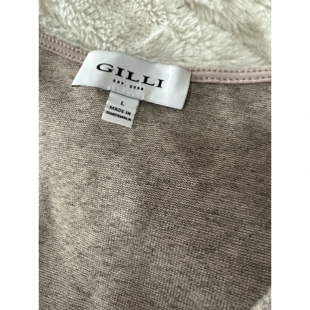 Womens Taupe Long Sleeve Dress Large‎ Ruffled Accents Super Soft! - Picture 2 of 10